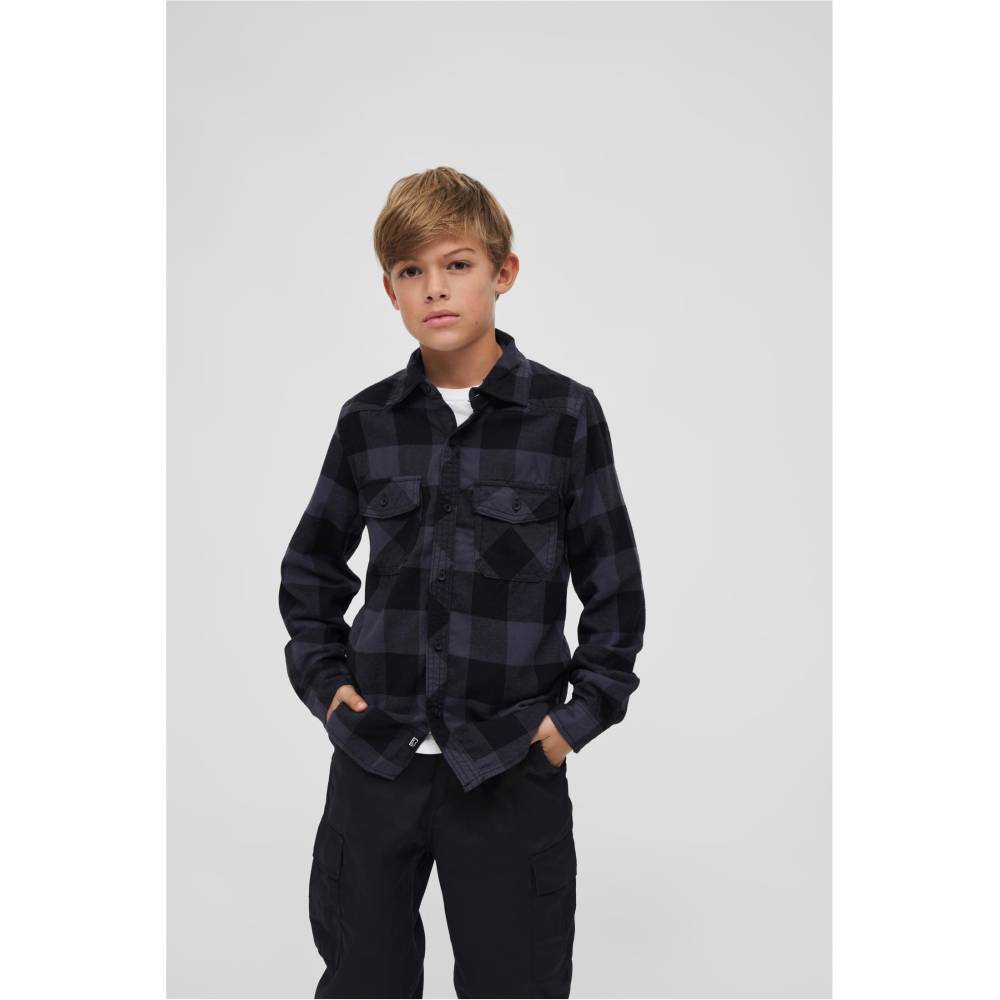 Brandit - Checkshirt Kinder Longsleeve shirt - Zwart/Grijs